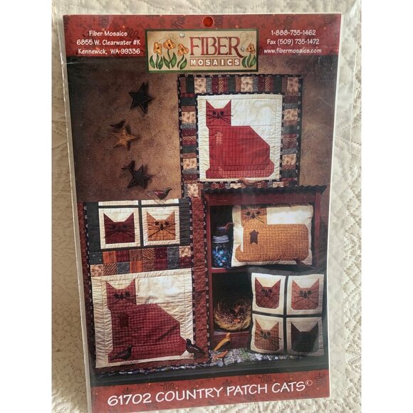 Fiber Mosaics Country Patch Cats Quilt Sewing Pattern 61702 - Picture 1 of 3